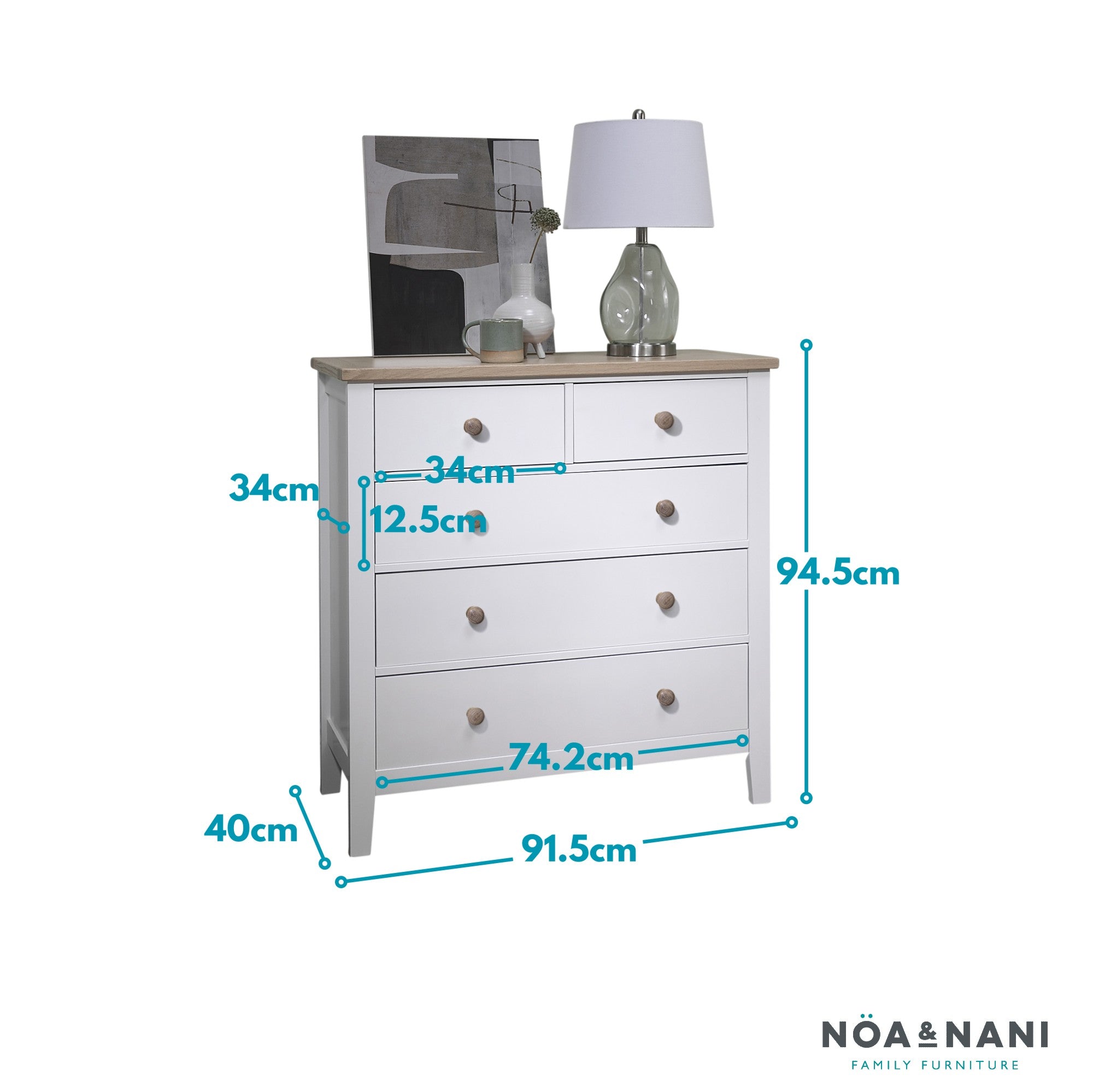 Jäkkvik 2+3 Chest of Drawers in White & Oak | Noa & Nani