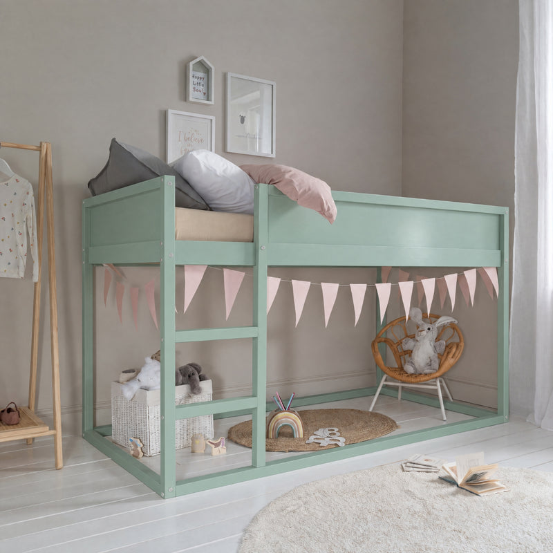 Lykke Midsleeper Cabin Bed Reversible with Straight Ladder in Sage Green