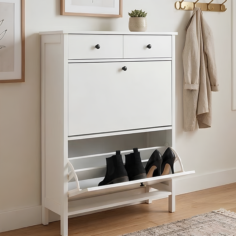 Kira Shoe Storage Cabinet in Classic White