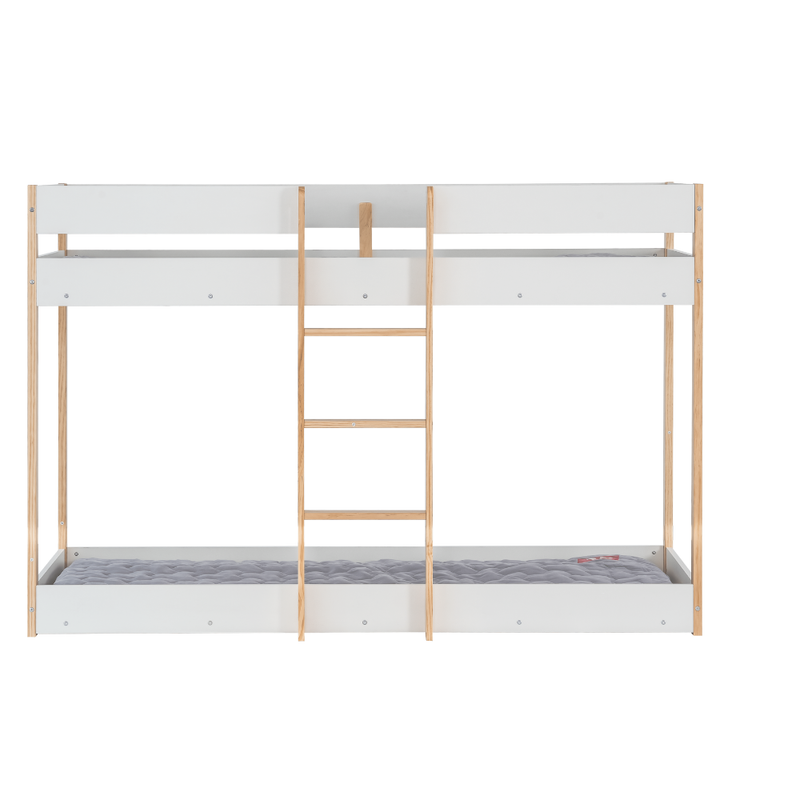 Svea Bunk Bed with Straight Ladder in Classic White & Pine