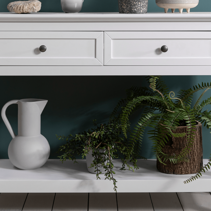 Karlstad Console Hallway Table with 2 Drawers in Classic White