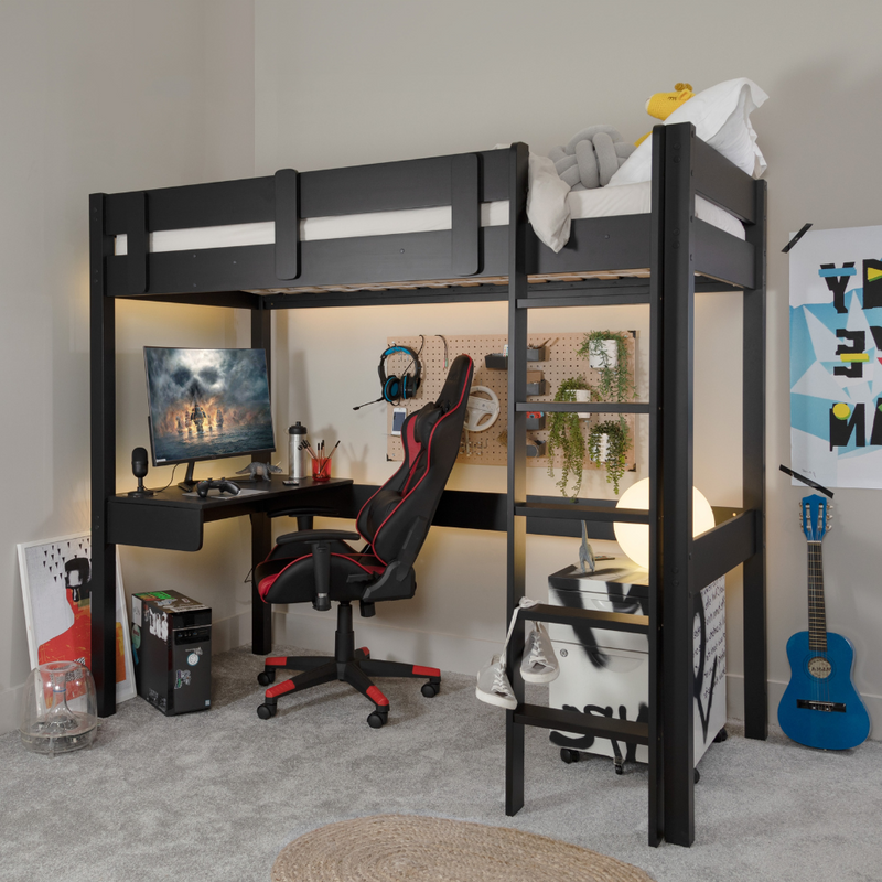 Storm Gaming Station High Sleeper Cabin Bed in Black