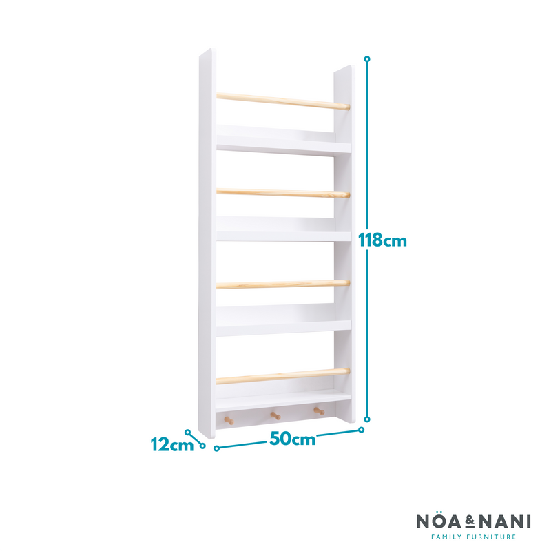 Elene Display 3 Tier Shelf Bookcase Wall Mounted & Coathook