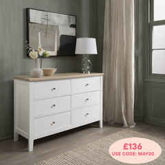 Leines 6 Drawer Chest of Drawers in White & Oak