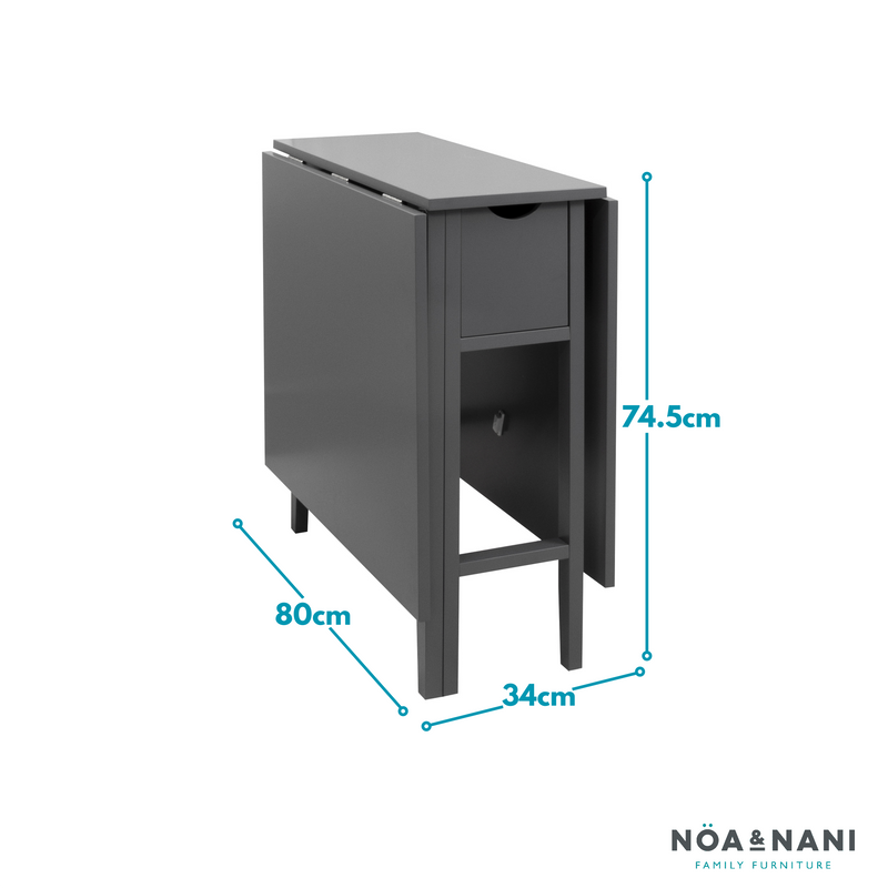 Gustav Folding Dining Table with Drawer in Silk Grey