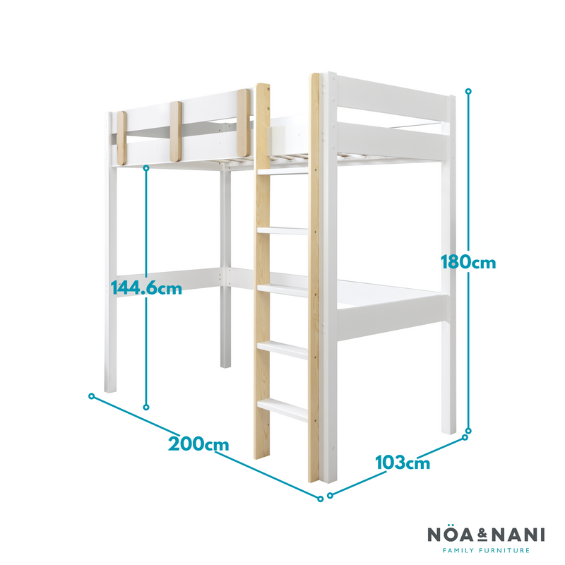 Una Highsleeper Cabin Bed with Desk in Classic White