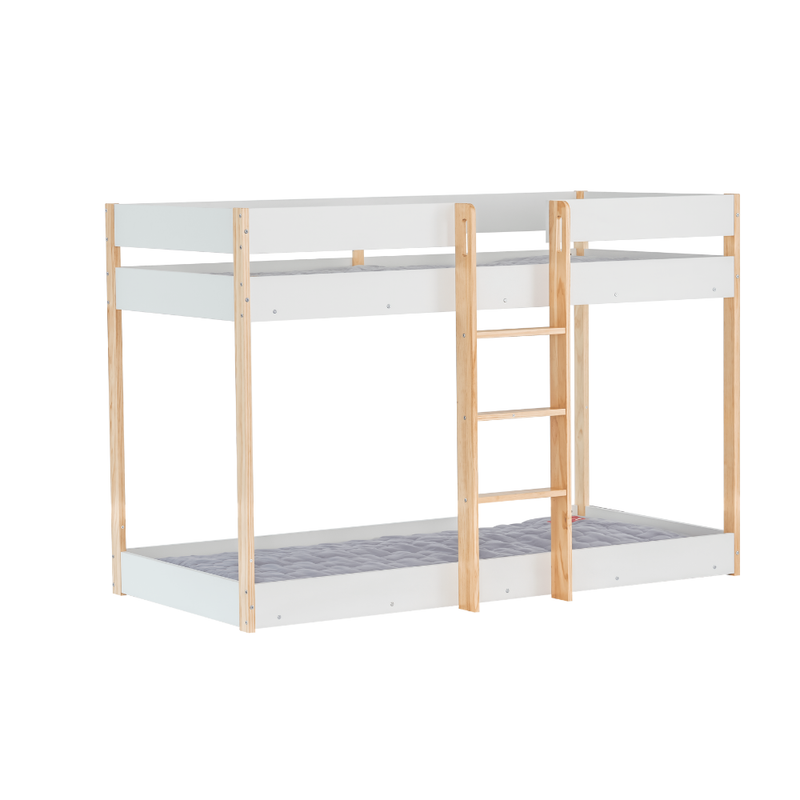 Svea Bunk Bed with Straight Ladder in Classic White & Pine