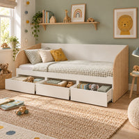 Jasmine Day Bed with Pull-Out Storage Drawers in Classic White