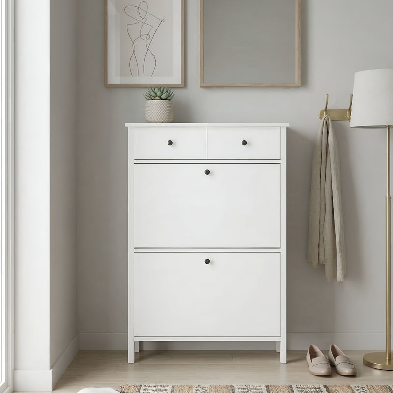 Kira Shoe Storage Cabinet in Classic White