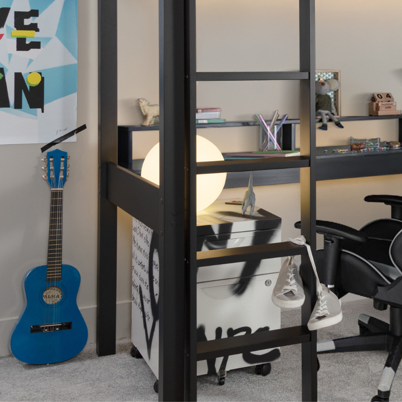 Vortex Gaming Station High Sleeper Kids Cabin Bed with Desk in Black