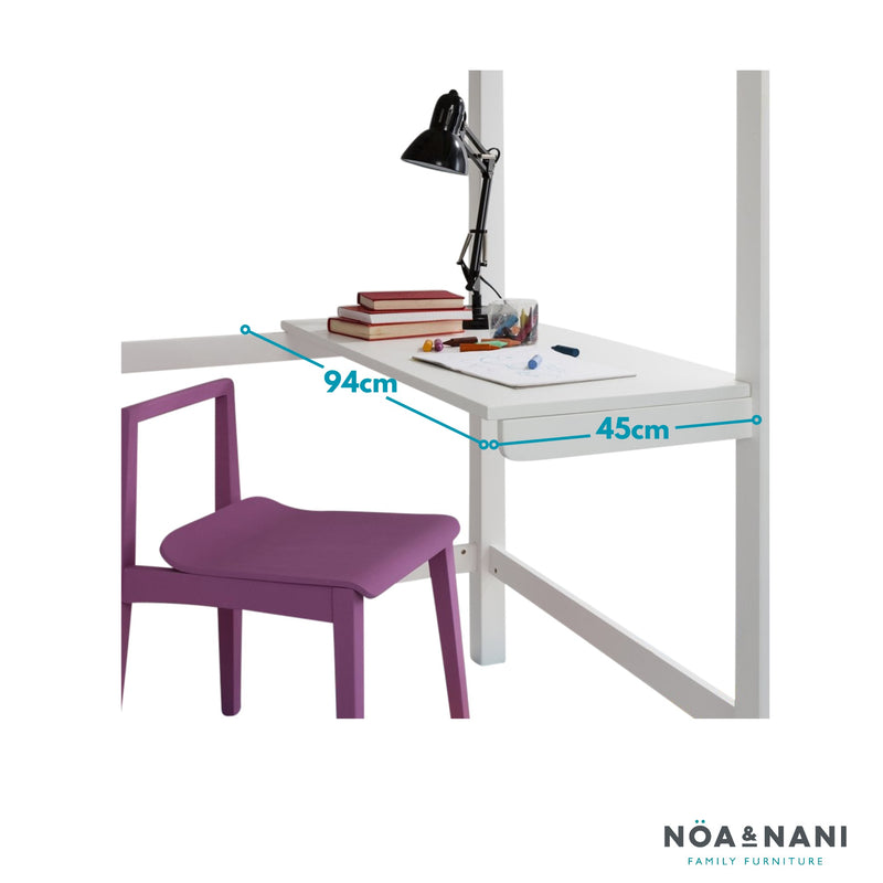 Skole Desk for High Sleeper Bed in Classic White