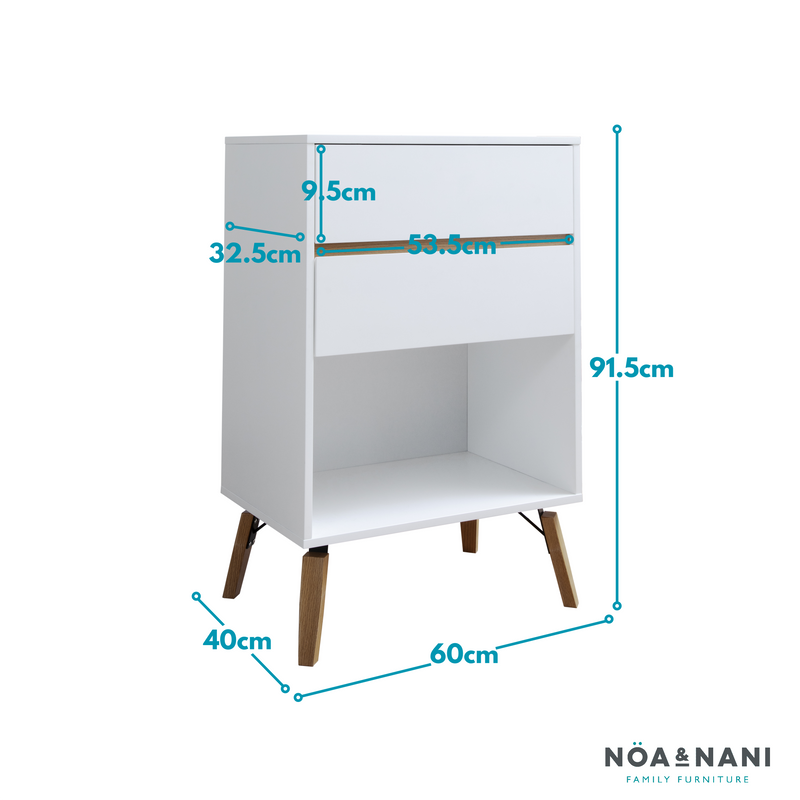 Otto Oversize Side Table Chest 2 Drawer & Storage in Classic White