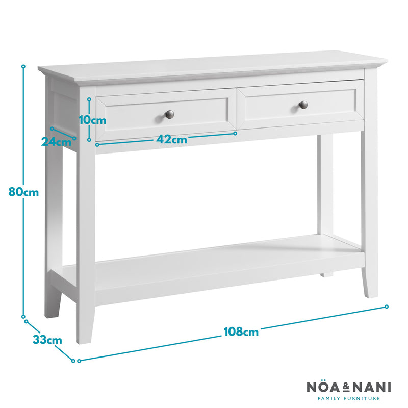 Karlstad Console Hallway Table with 2 Drawers in Classic White