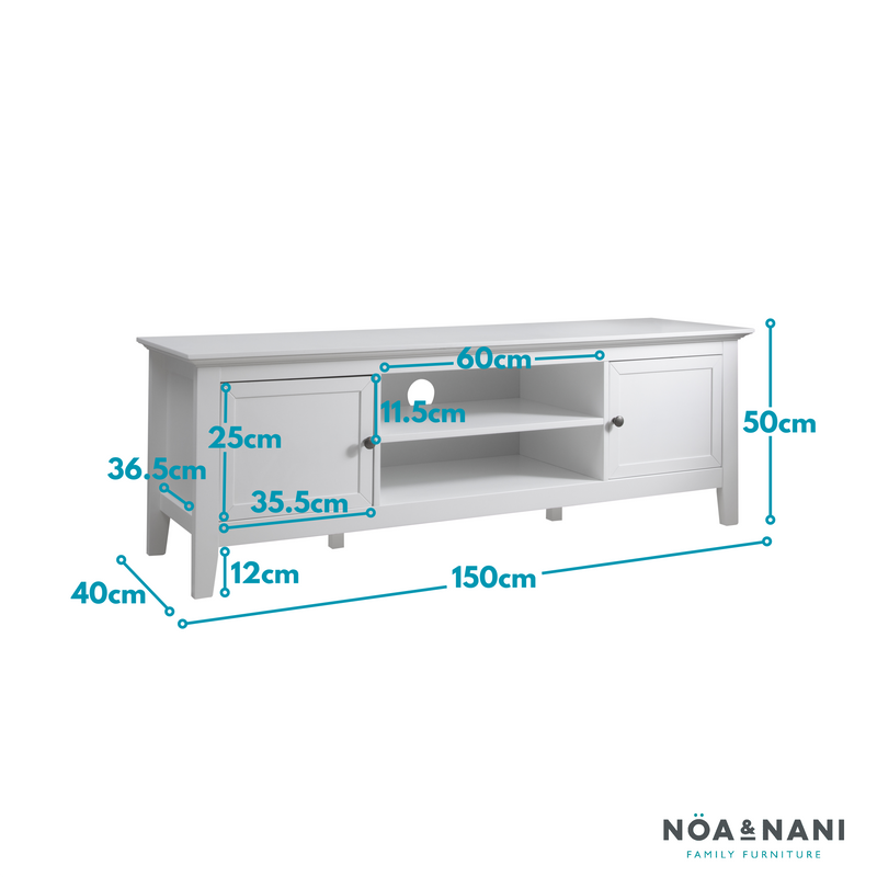 Karlstad TV Unit with Cupboards in Classic White