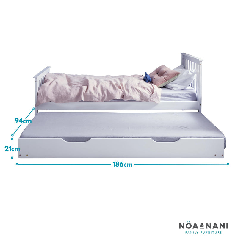 Pull out Trundle Spacesaver Bed in Classic White