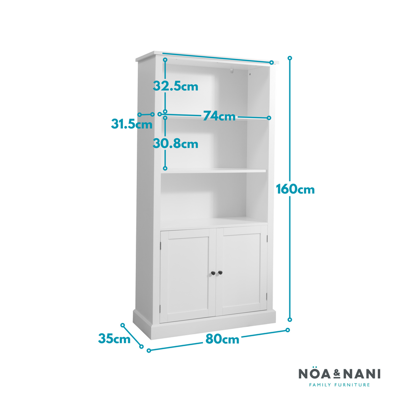 Hemming 3 Tier Bookcase with Storage in Classic White