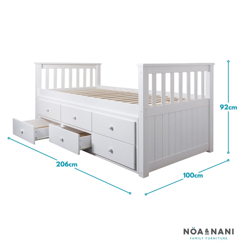 Loki Day Bed with Pullout Drawers and Trundle Underbed in Classic White