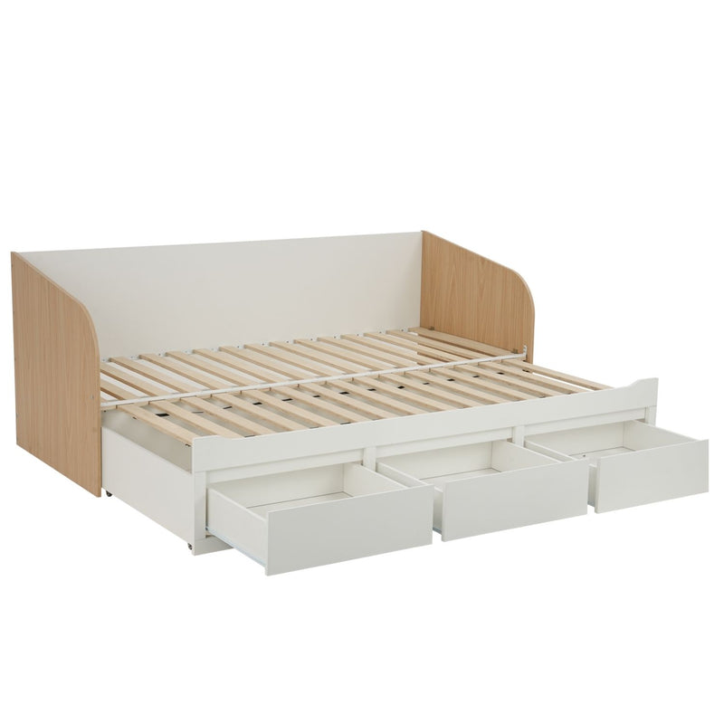 Jasmine Day Bed with Pull-Out Storage Drawers in Classic White