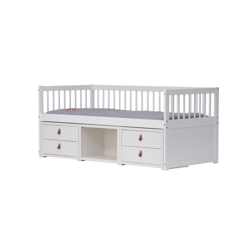 Lottie Midsleeper Day Bed with Underbed Storage Drawers in Classic White