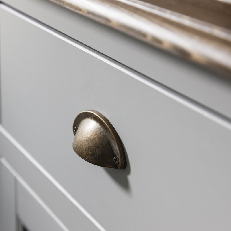 Canterbury Sideboard with Solid Doors and Dresser Top with Glass Doors in Grey and Dark Pine