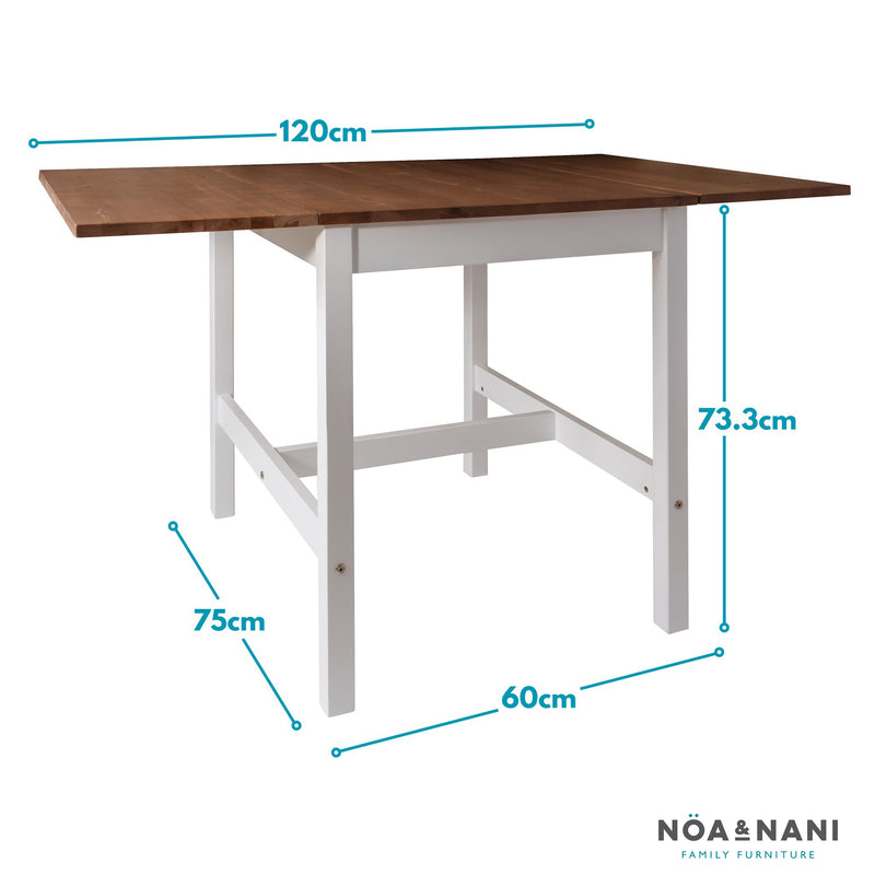 Annika Dropleaf Dining Table in Classic White & Natural Pine