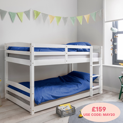 Mimi Shorty Bunk Bed Splits into Toddler and Day Bed in Classic White