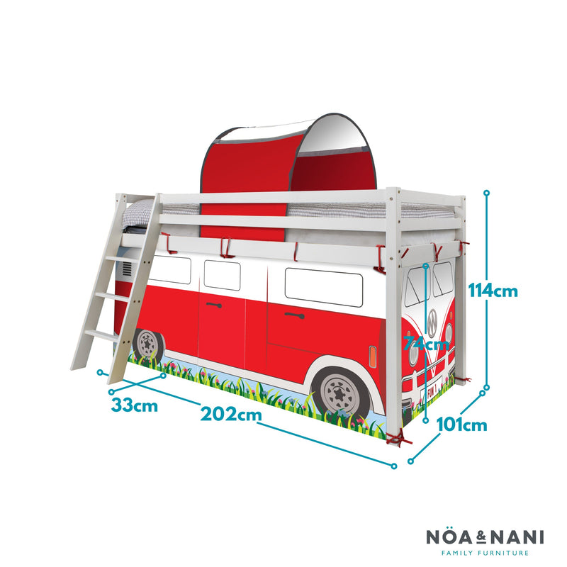 Moro Cabin Bed Midsleeper with Campervan Package in Classic White