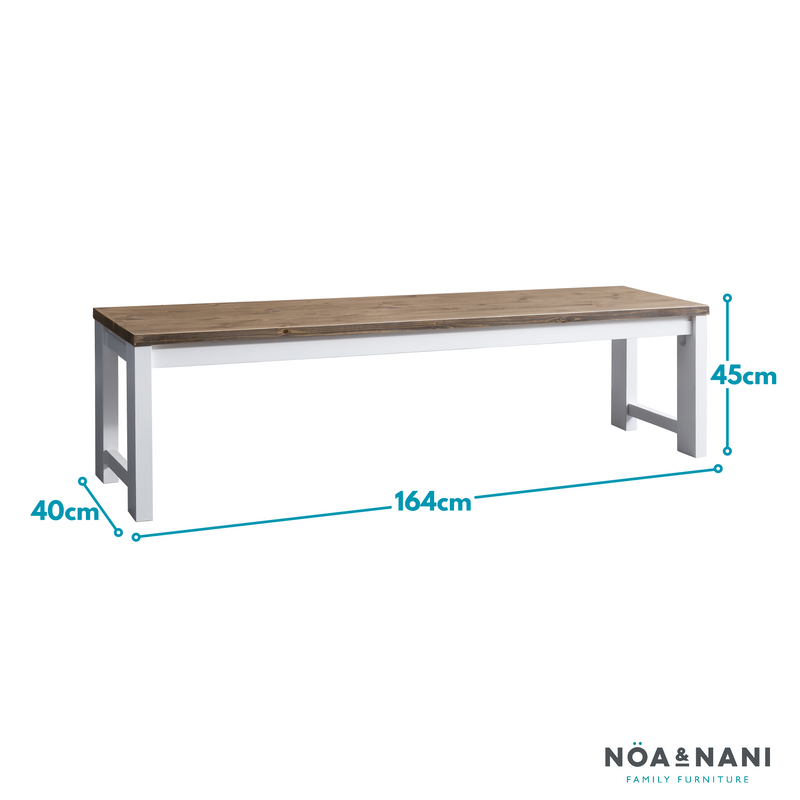 Hever Bench in White and Dark Pine
