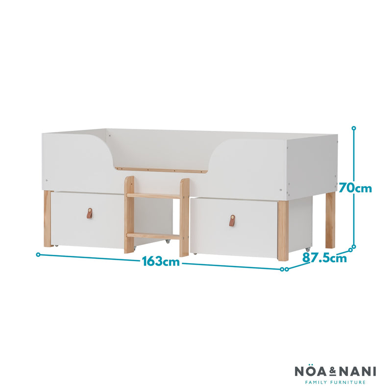 Arvid Shorty Cabin Bed Captains Low Midsleeper with Storage in Classic White