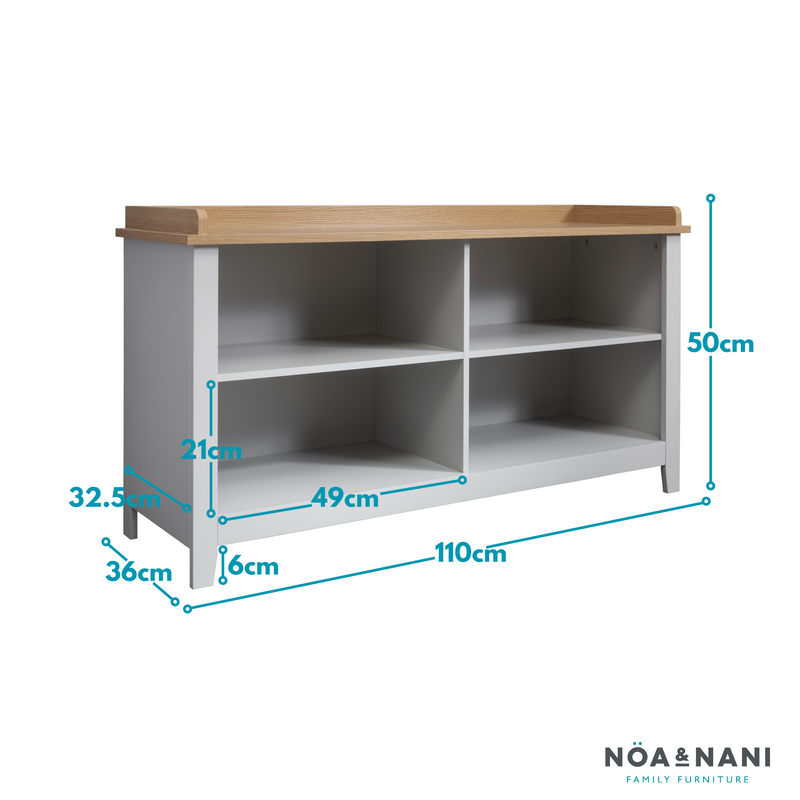 Halmstad Storage Bench in Grey and Natural Pine
