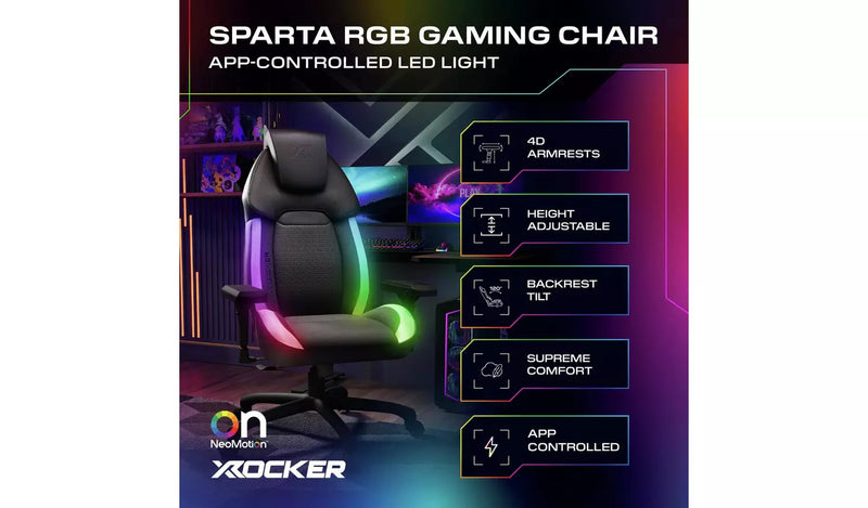 Sparta RGB Gaming Chair - Black 17467017 (OpenBox- See T's & C's for details)