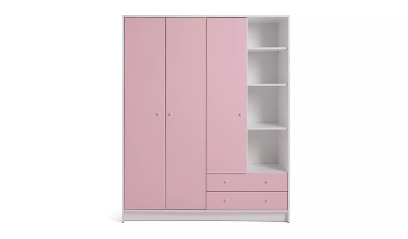 Kids 3 Door 2 Drawer Wardrobe - Pink 17806180 (OpenBox- See T's & C's for details)