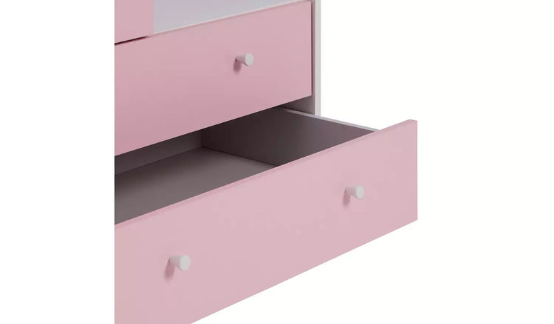 Kids 3 Door 2 Drawer Wardrobe - Pink 17806180 (OpenBox- See T's & C's for details)