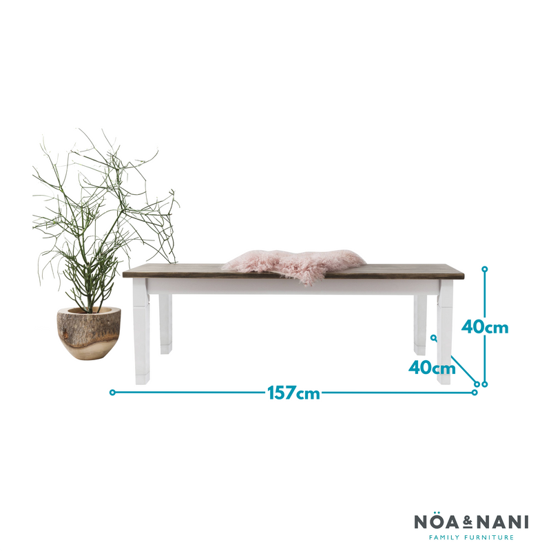 Canterbury Hallway Bench Entryway in White and Dark Pine