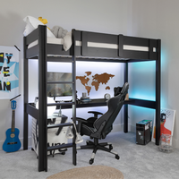 Typhoon Gaming Station High Sleeper Kids Cabin Bed with Desk in Black