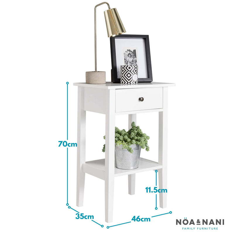 Trend Bedside Cabinet with Drawer in Classic White
