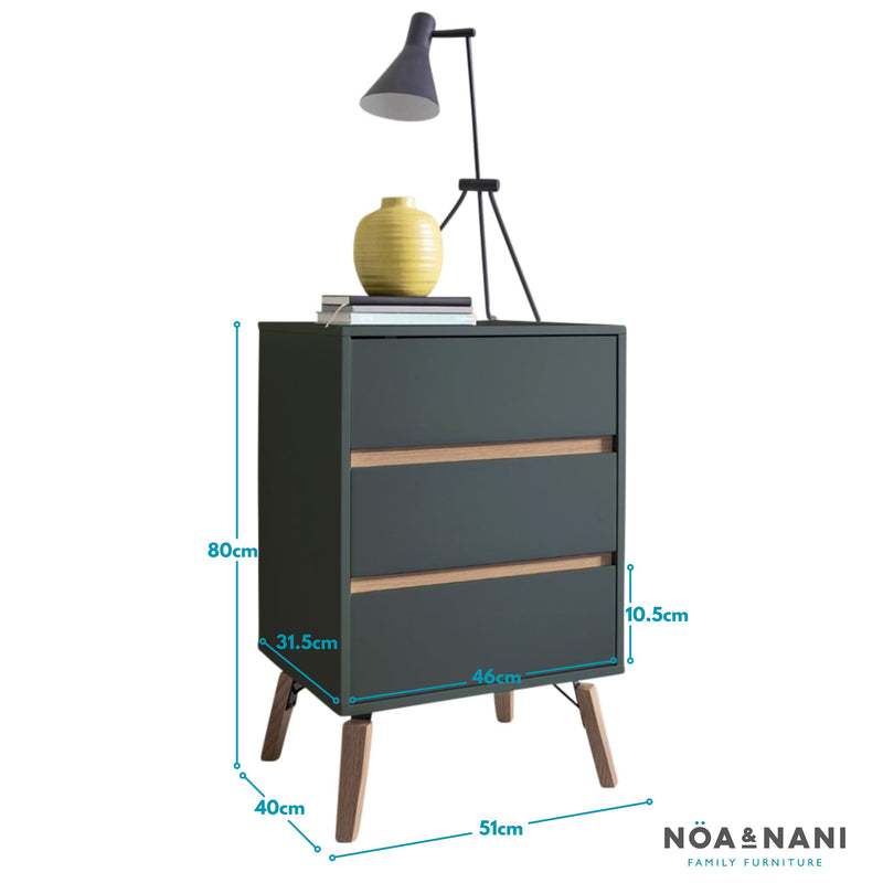 Otto Chest of Drawers Tall 3 Drawer in Grey