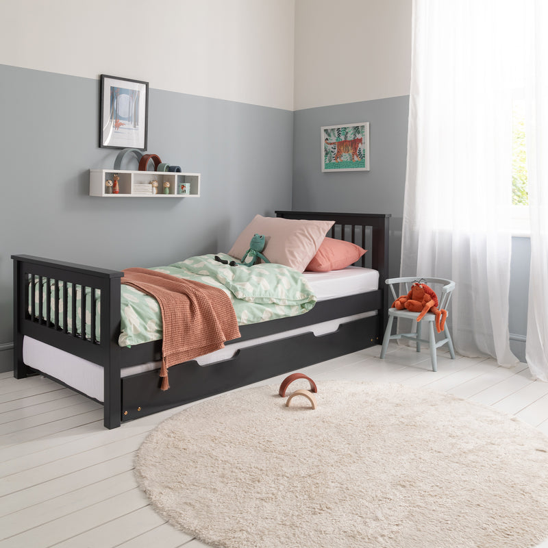 Hampshire Single Bed Frame with Spacesaver Pull Out Trundle in Anthracite