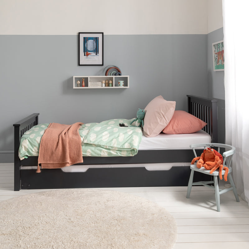 Hampshire Single Bed Frame with Spacesaver Pull Out Trundle in Anthracite