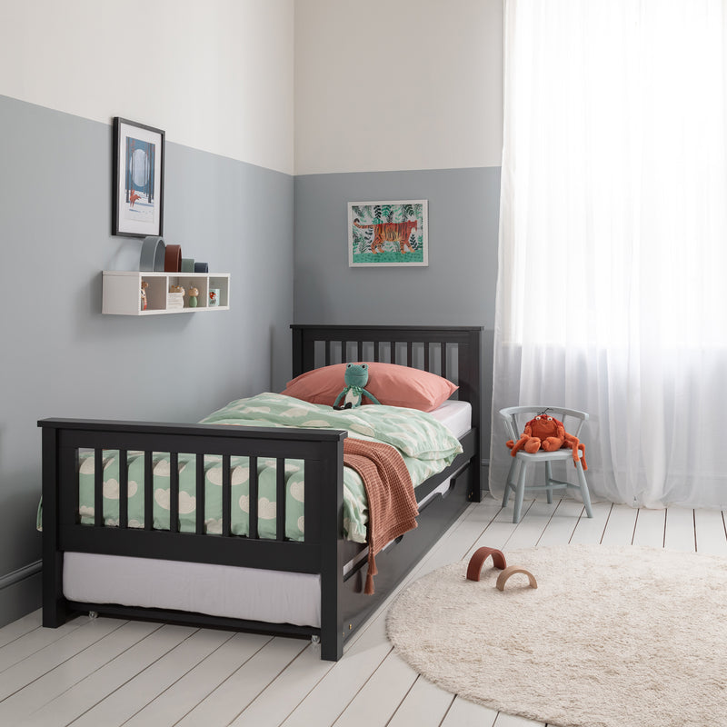 Hampshire Single Bed Frame with Spacesaver Pull Out Trundle in Anthracite