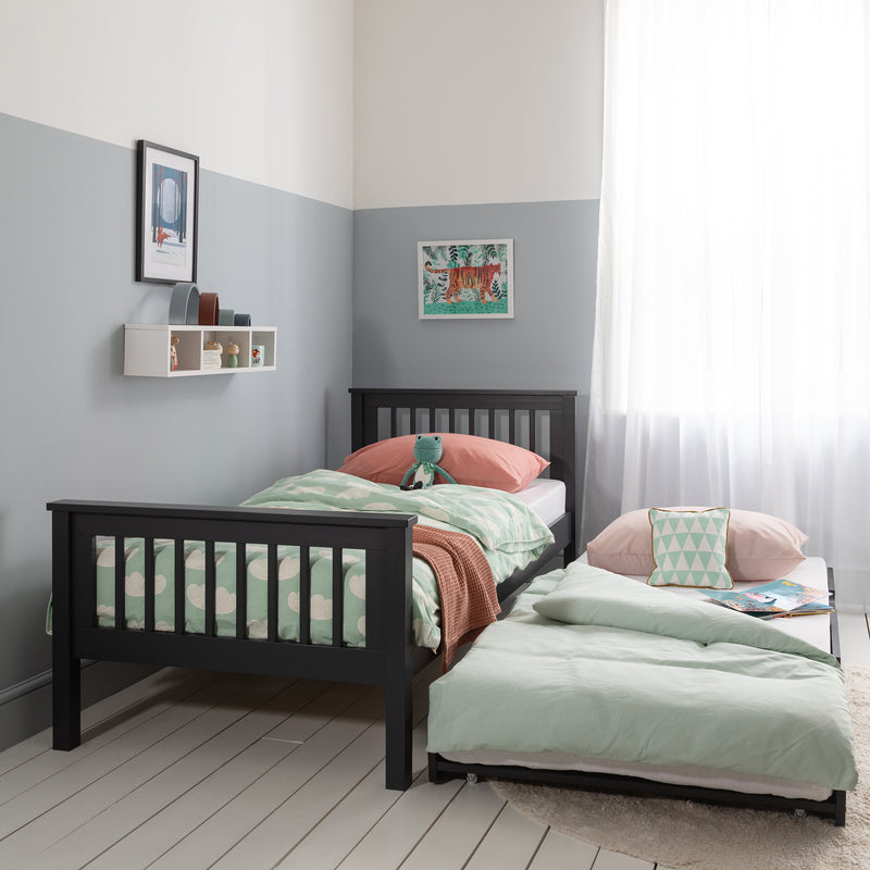 Hampshire Single Bed Frame with Spacesaver Pull Out Trundle in Anthracite