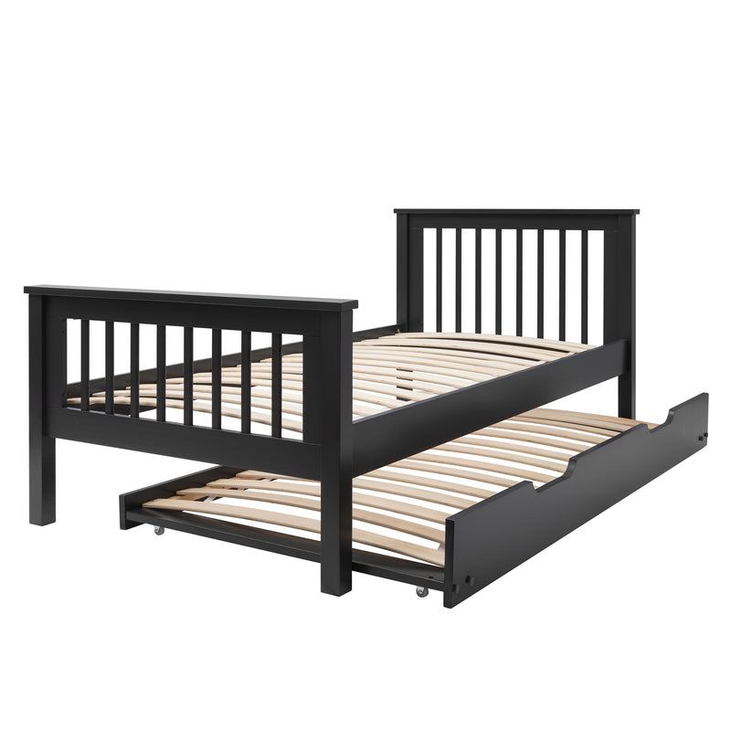 Hampshire Single Bed Frame with Spacesaver Pull Out Trundle in Anthracite