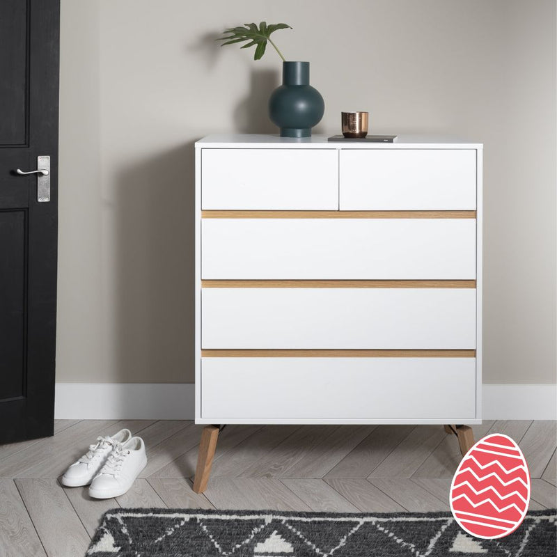 Otto Chest of Drawers 3+2 Drawer in Classic White