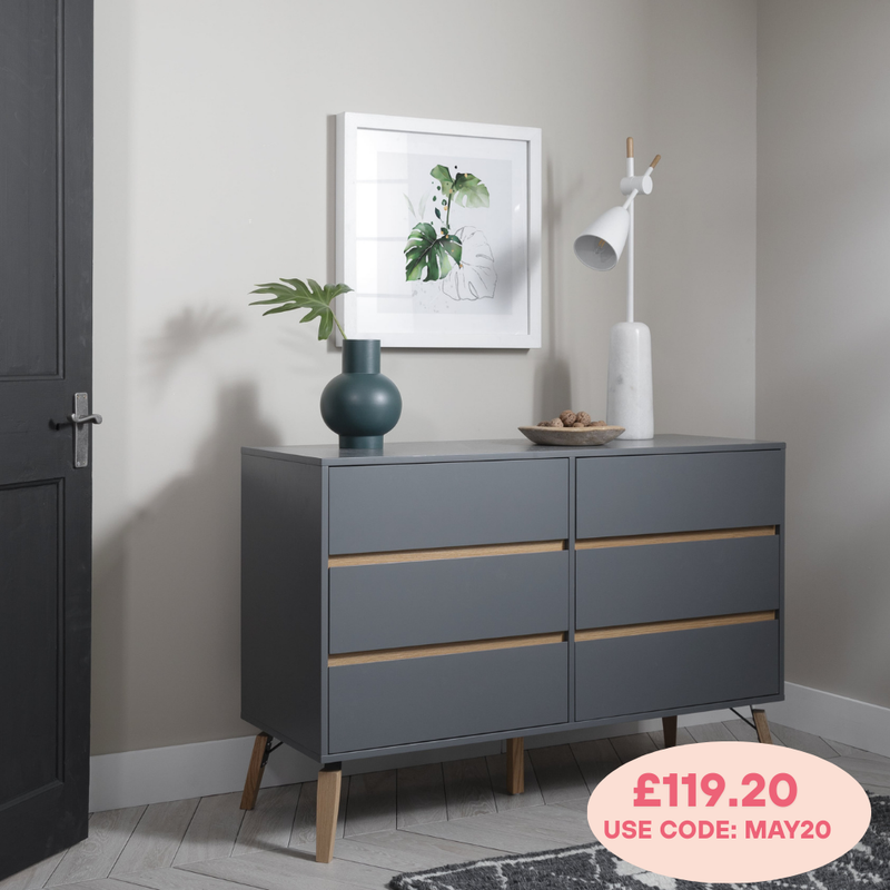Otto Chest of Drawers 6 Drawer in Silk Grey