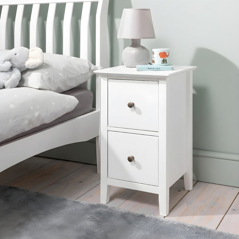 Asora Bedside 2 Drawer Cabinet Nightstand in Classic White