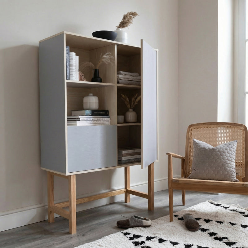 Järstorp Display Cabinet in Grey & Oak Finish