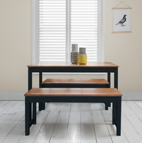 Annika Dining Table with 2 Benches in Anthracite