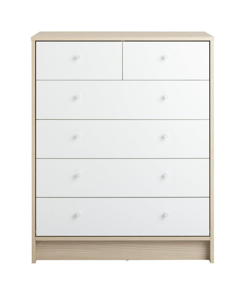 Malibu 6 Drawer Chest - White & Acacia 13419863 (Open Box- See T's & C's for details)