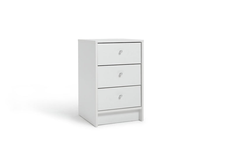 Malibu 3 Drawer Bedside Table - White 15396489 (Open Box- See T's & C's for details)