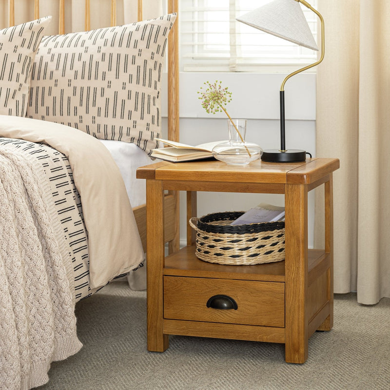 Habitat Otto 1 Drawer Round Bedside Table - Grey 17998720 (Open Box- See T's & C's for details)
